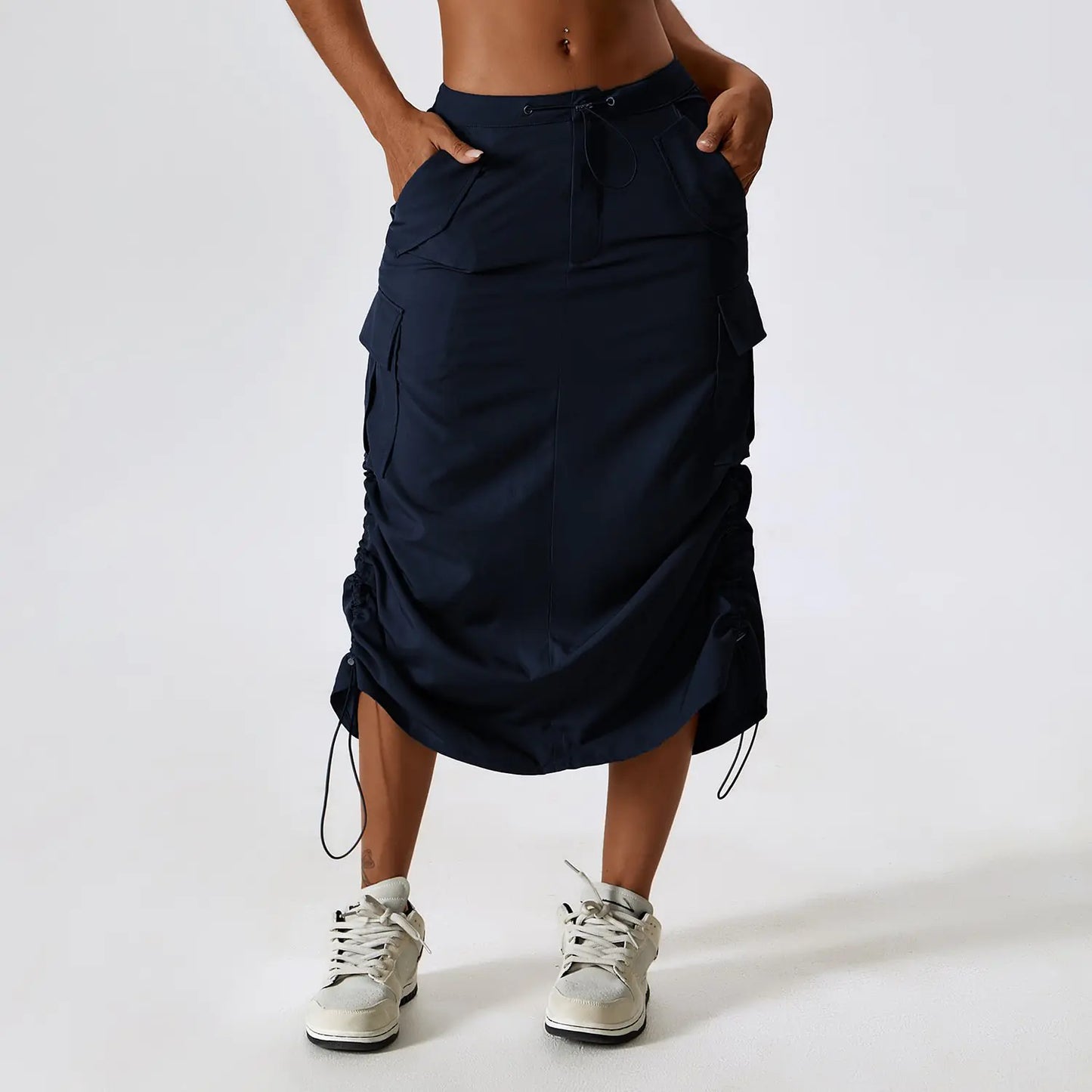 Retro Mid-Length Casual Skirt with Pockets