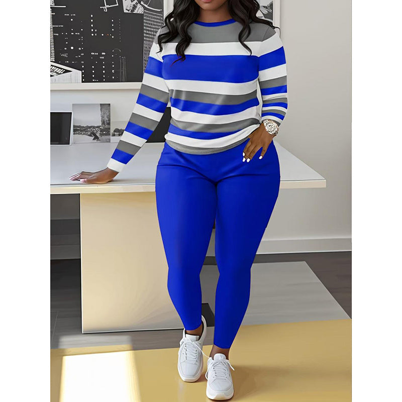 Women’s Cozy 2 Piece Lounge Set – Color Block Tracksuit Jogger Outfit