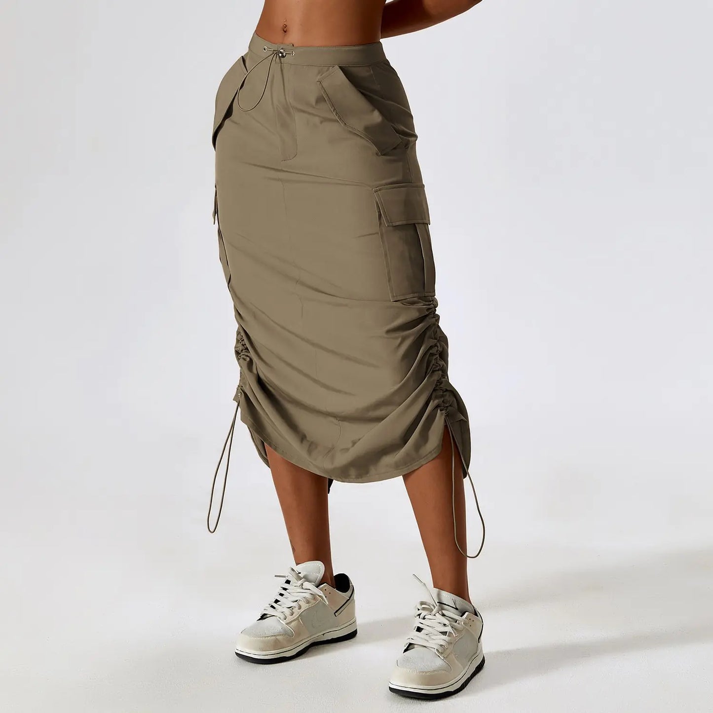 Retro Mid-Length Casual Skirt with Pockets