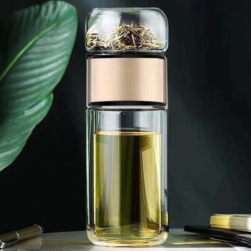 Tea And Water Separation Double Layer Thickened Heat Insulation Glass Cup