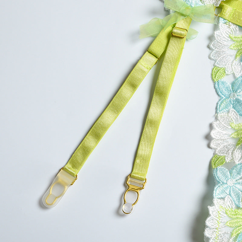 Three-piece Set Of Craft Floral Mesh Underwear