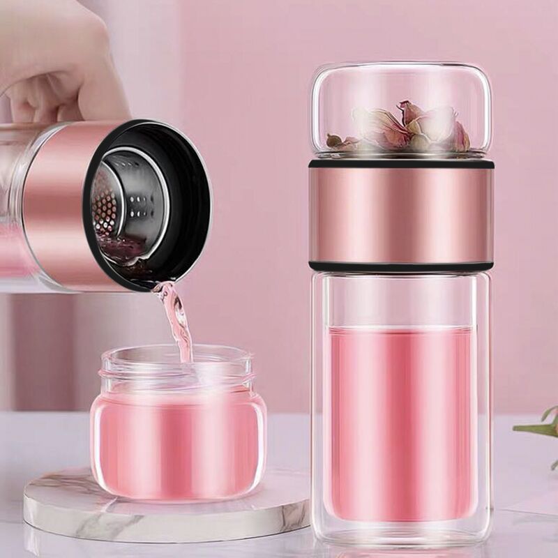 Tea And Water Separation Double Layer Thickened Heat Insulation Glass Cup