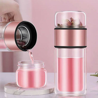 Tea And Water Separation Double Layer Thickened Heat Insulation Glass Cup