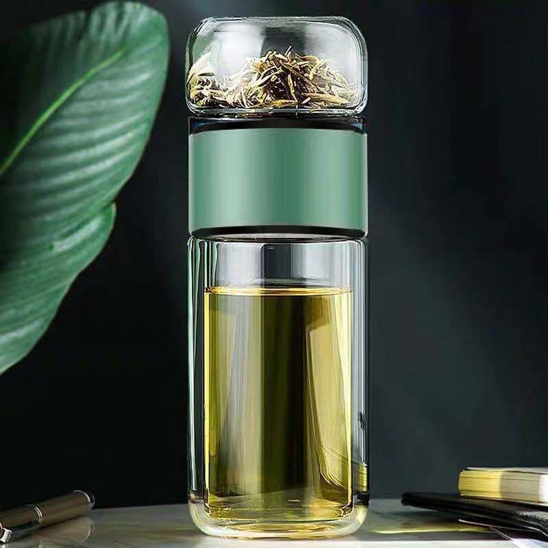 Tea And Water Separation Double Layer Thickened Heat Insulation Glass Cup