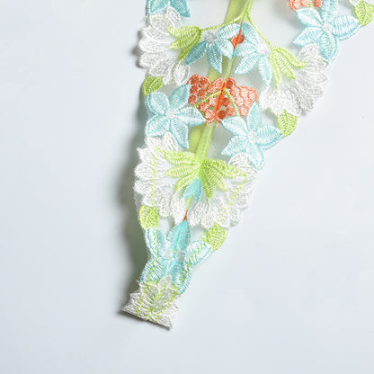 Three-piece Set Of Craft Floral Mesh Underwear