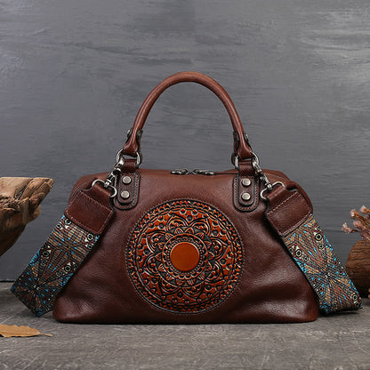 Women's Handbag Cowhide Retro Totem