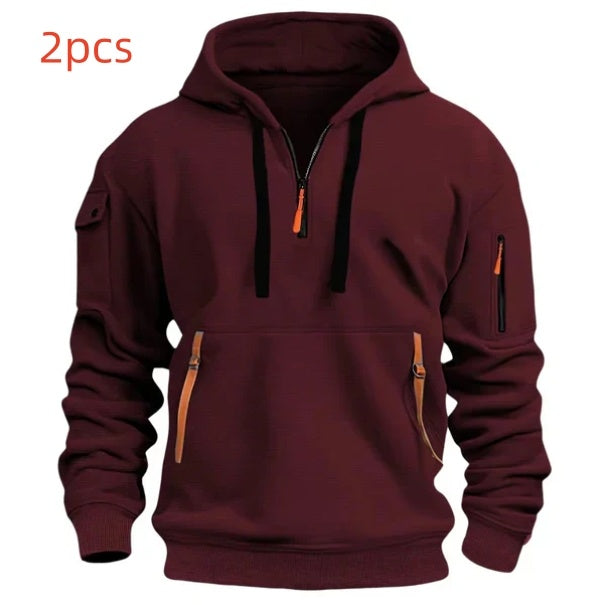 Dropped Shoulder Hooded Sweatshirt Men's Plus Size Loose Pullover Fashion Sweatshirt