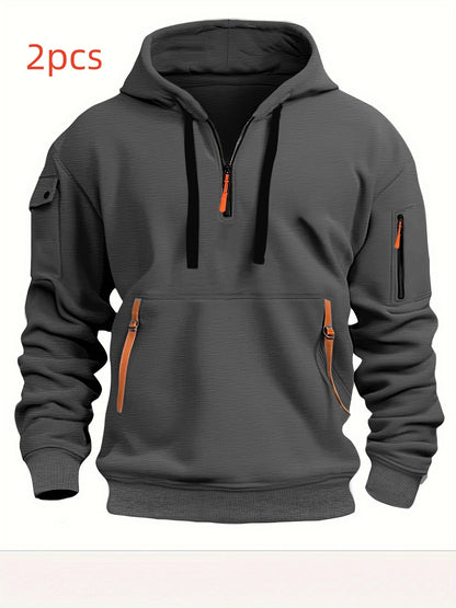 Dropped Shoulder Hooded Sweatshirt Men's Plus Size Loose Pullover Fashion Sweatshirt