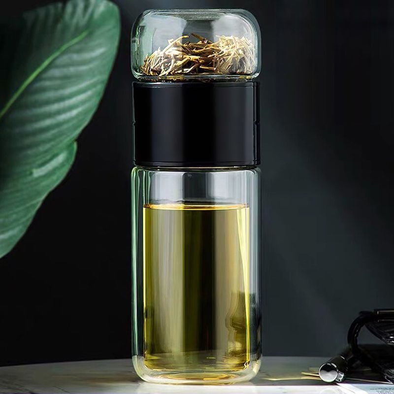 Tea And Water Separation Double Layer Thickened Heat Insulation Glass Cup