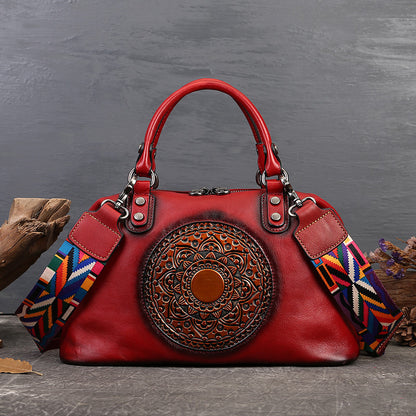 Women's Handbag Cowhide Retro Totem