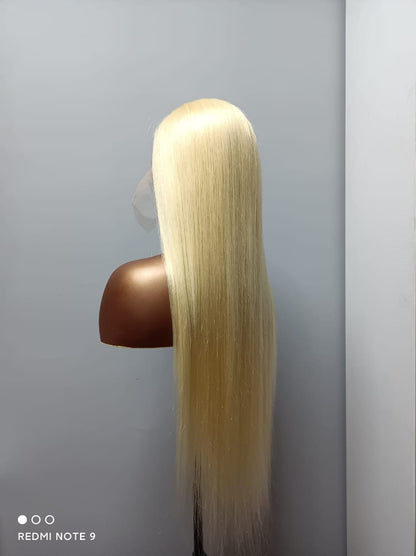 613 Blonde Hair Silky Straight 13X4 Transparent Lace Front Wig
