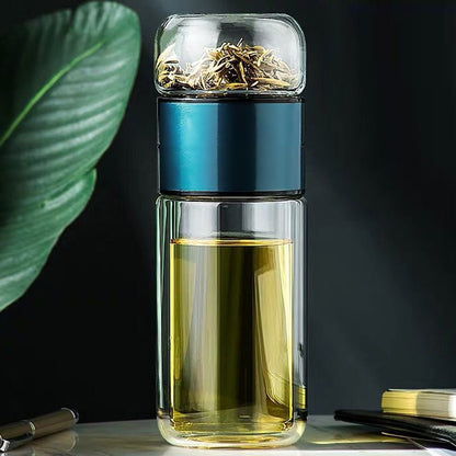 Tea And Water Separation Double Layer Thickened Heat Insulation Glass Cup