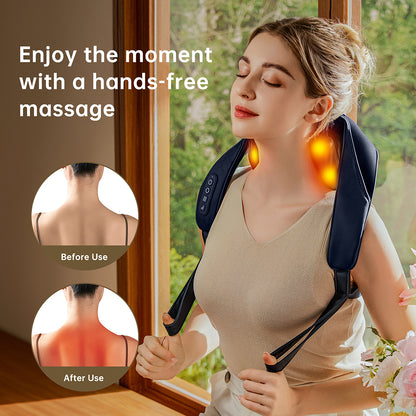 Kneading Shoulder Massager With Heat Therapy 2 Speed Modes Portable Neck Back Pain Relief