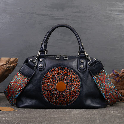 Women's Handbag Cowhide Retro Totem
