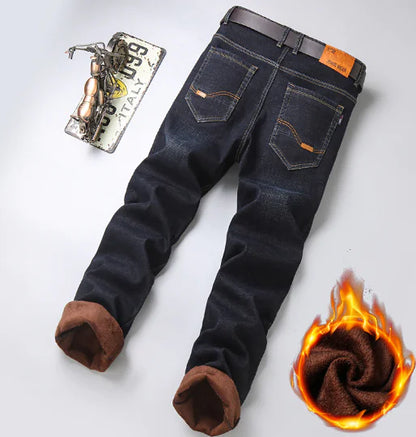 Warm Oversized Slim Straight Winter Fleece Pants for Men