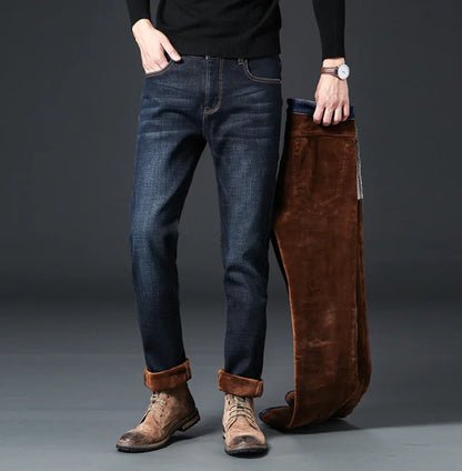 Warm Oversized Slim Straight Winter Fleece Pants for Men